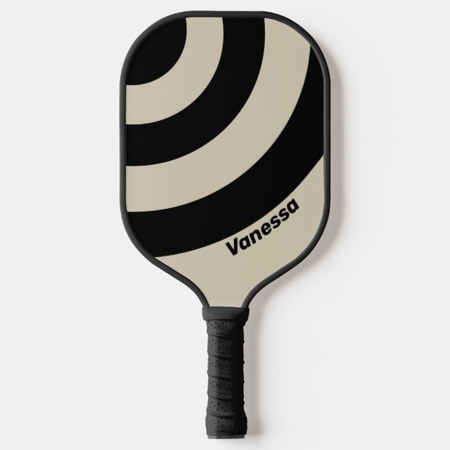Raquette De Pickleball Rétro Alabaster Trois Cercles Rayure avec Nom (Recto)