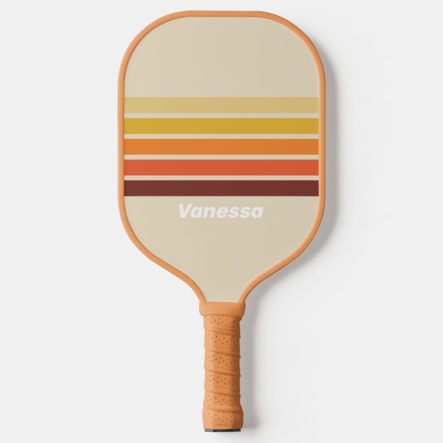 Raquette De Pickleball Rétro avec Rayures et Nom (Recto)
