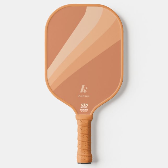 Raquette De Pickleball Rétro Boho Tan Terracotta Vague Personnalisée (Recto)