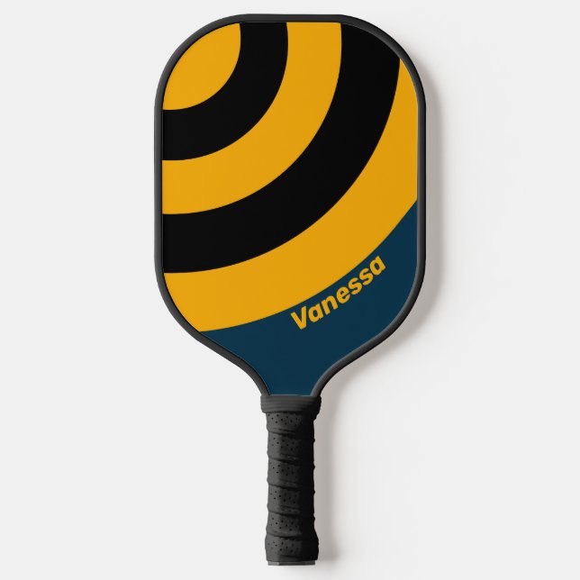 Raquette De Pickleball Rétro Cercle Marée Clair de Lune Rayure avec Nom (Recto)