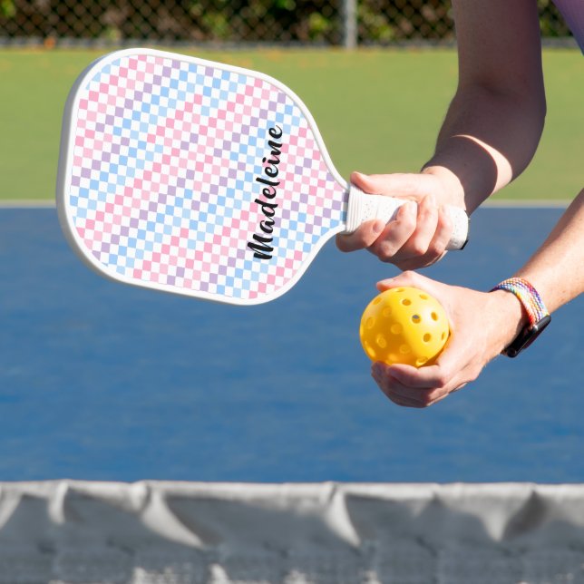 Raquette De Pickleball Retro Checkerboard 1990s 2000s Y2K Pastel Ajouter  (Insitu)