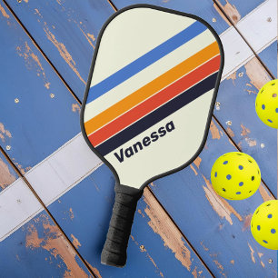 Raquette De Pickleball Rétro cinq Rayé avec Nom