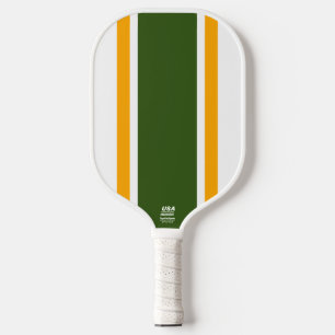 Raquette De Pickleball Retro Forest Green Yellow White Racing Stripes