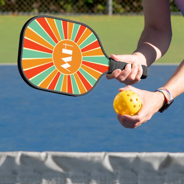 Raquette De Pickleball Retro les années 70 Starburst Monogram Sun (Insitu)
