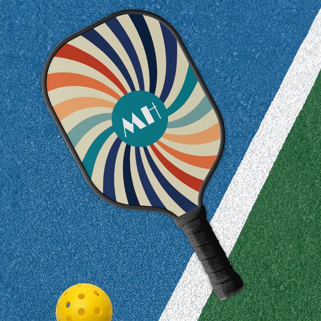 Raquette De Pickleball Retro les années 70 Starburst Monogramme (Créateur téléchargé)