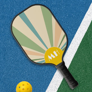 Raquette De Pickleball Retro les années 70 Starburst Sunrise Stripes Mono