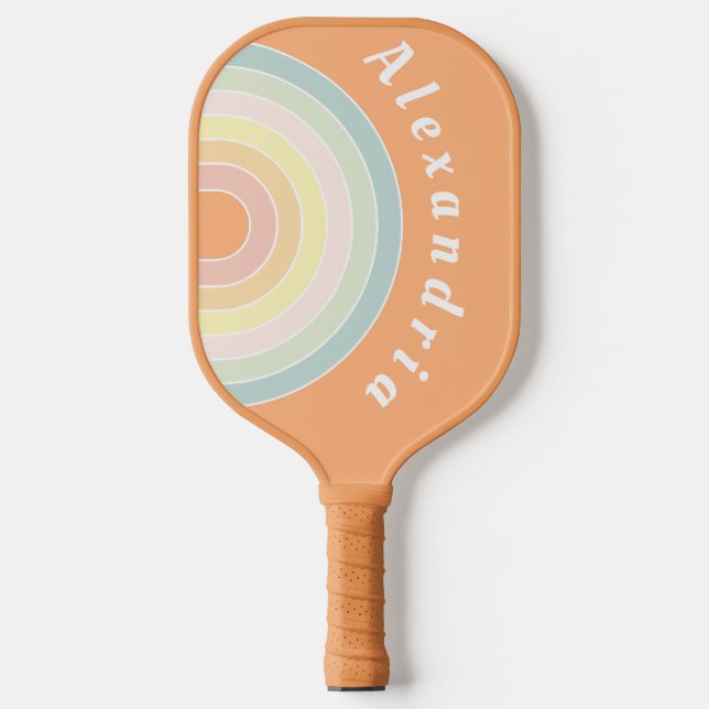 Raquette De Pickleball Retro personnalisé Rainbow Pastel (Recto)