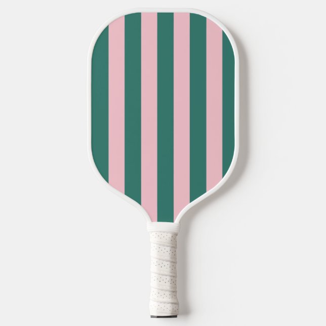 Raquette De Pickleball Retro Preppy Sportswear Stripes - Rose Green (Recto)