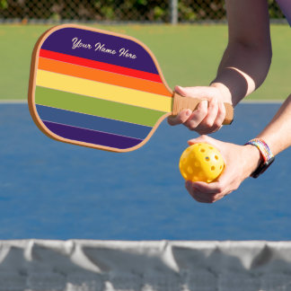 Raquette De Pickleball Retro Rainbow Navy Oro Olive Green Nom personnalis