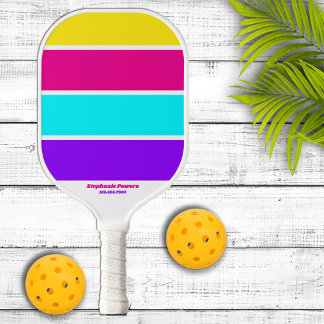 Raquette De Pickleball Rétro rayures de couleur vives des années 80