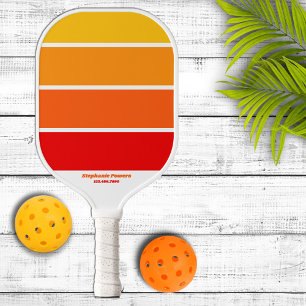 Raquette De Pickleball Rétro rayures jaunes et oranges des années 70