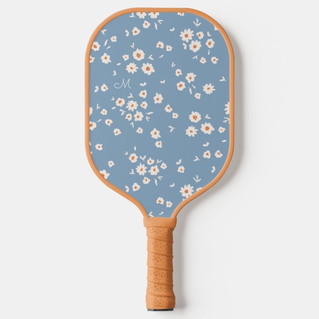 Raquette De Pickleball Retro Super Daisy Motif Dusty Blue Floral les anné (Recto)