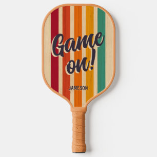 Raquette De Pickleball Retro Vintage Stripes Nom personnalisé Jeu amusant