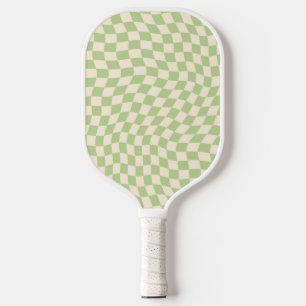 Raquette De Pickleball Retro Wavy À damiers Motif Green