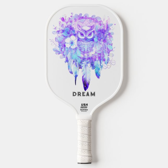 Raquette De Pickleball Rêveur de Totem de Chouette Plumes florales Teint  (Recto)