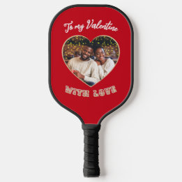Raquette De Pickleball Romantic Red Heart Photo Personalized Valentine's 