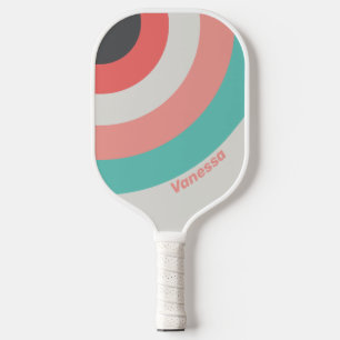 Raquette De Pickleball Rond de corail décoloré par le soleil avec nom ray