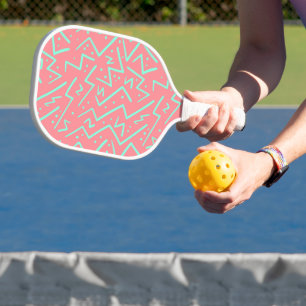 Raquette De Pickleball Rose et Vert Retro Conception Psychédélique