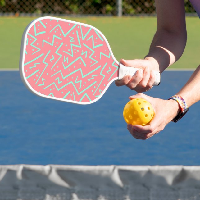 Raquette De Pickleball Rose et Vert Retro Conception Psychédélique (Insitu)