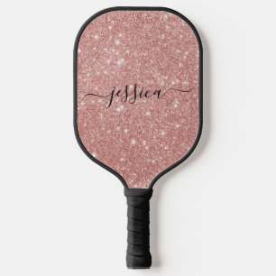 Raquette De Pickleball Rose or parties scintillant script nom pagaie à pi