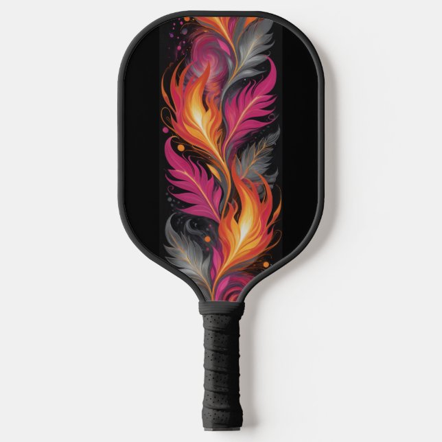 Raquette De Pickleball Rose Orange Feu Flammes Modernes Monogrammées (Recto)