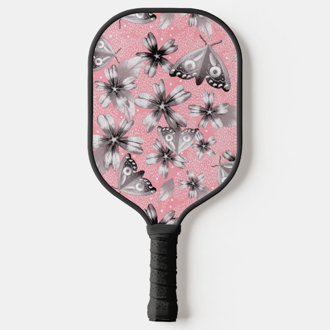 Raquette De Pickleball Rose pâté de teigne monogramme (Verso)