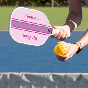Raquette De Pickleball Rose rétro, violet & Fuchia rayé