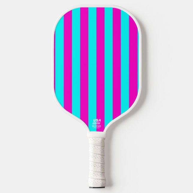 Raquette De Pickleball Roses Chaudes Et Bleu Cyan Gris Turquoise (Recto)
