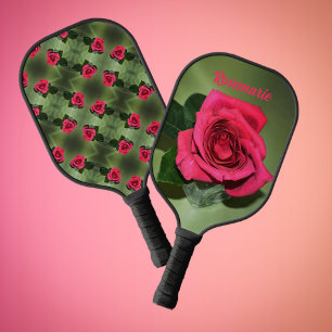 Raquette De Pickleball Roses rouges classiques sur fleurs vertes Personna