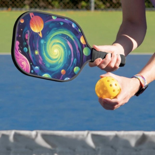 Raquette De Pickleball Rotation planétaire  (Space Pickleball Paddle – hand wrapped grip honeycomb core. 15.75” x 7.75” 8 oz weight. 
)