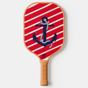 Raquette De Pickleball Rouge, blanc et Ancre bleue