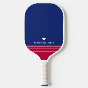 Raquette De Pickleball Rouge blanc et bleu étoile en bande Nom personnali