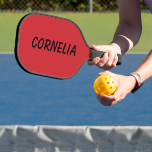 Raquette De Pickleball Rouge Camion de Pompiers Élégant Nom   Minimaliste