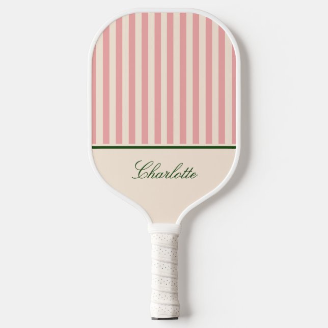 Raquette De Pickleball Rouge Clair Prépa Rayure Rose (Recto)