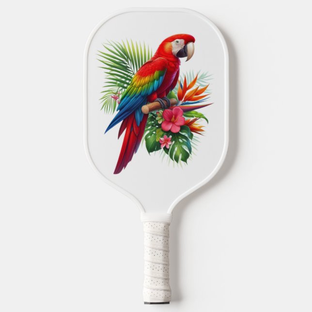 Raquette De Pickleball Rouge macaw tropical floral (Recto)