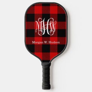 Raquette De Pickleball Rouge Noir Wht Vigne Monogramme Buffalo Check DIY