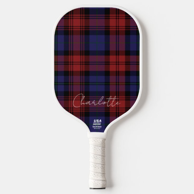 Raquette De Pickleball Rouge rustique violet MacLachlan carreau tartan (Recto)