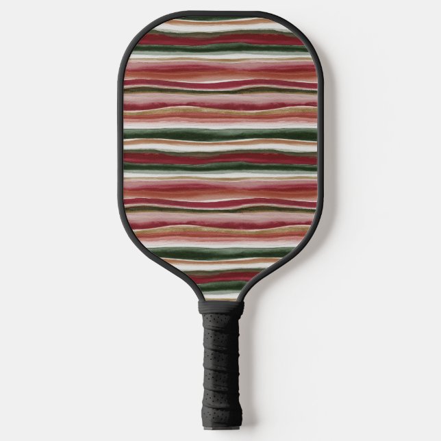 Raquette De Pickleball Rouges Vertes Blush Rayures Blanches  (Recto)