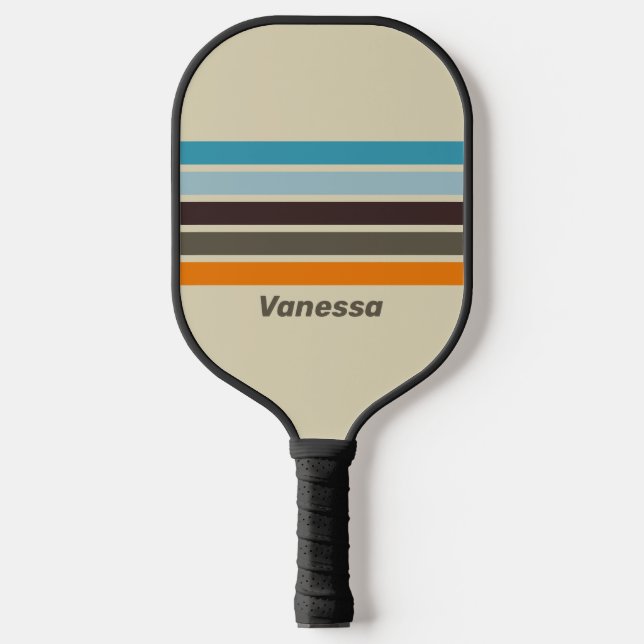 Raquette De Pickleball Rouille de la digitale sur fond rayé avec nom (Recto)