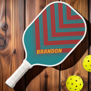 Raquette De Pickleball Ruby Reef Vintage Chevron Fondu avec Nom