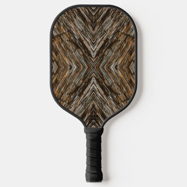 Raquette De Pickleball Rustic Tree Bark Photo Southwest Diamond Pattern (Recto)