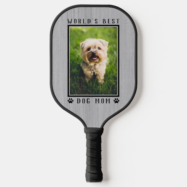 Raquette De Pickleball Rustic World's Best Chien Maman Photo personnalisé (Recto)