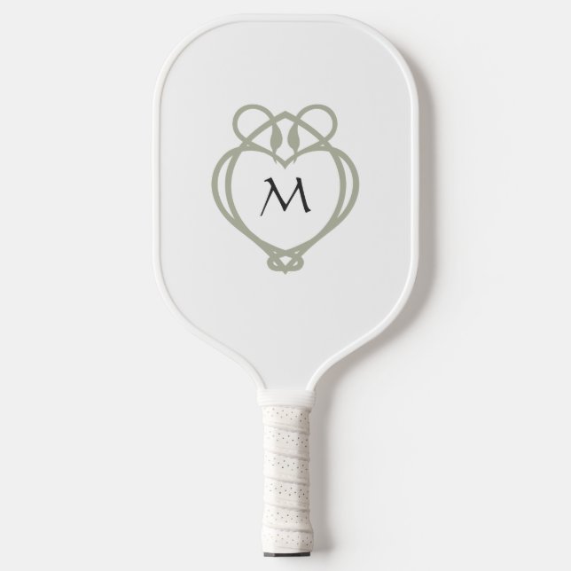 Raquette De Pickleball Sage Green Irlandais Celtic Swan Love Knot Monogra (Recto)