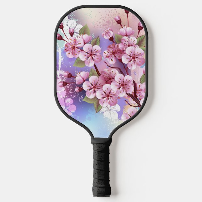 Raquette De Pickleball Sakura rose sur la peinture Arrière - plan (Recto)