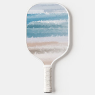 Raquette De Pickleball Sandy Beach Ocean Waves Aquarelle Abstraite