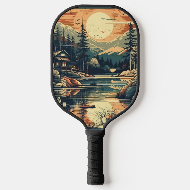 Raquette De Pickleball Scandinave Rétro Maison de montagne (Recto)