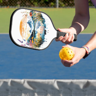 Raquette De Pickleball Scène de montagne à l'aquarelle