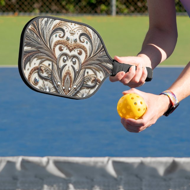 Raquette De Pickleball Schéma floral brillant avec pierre de gemme (Insitu)