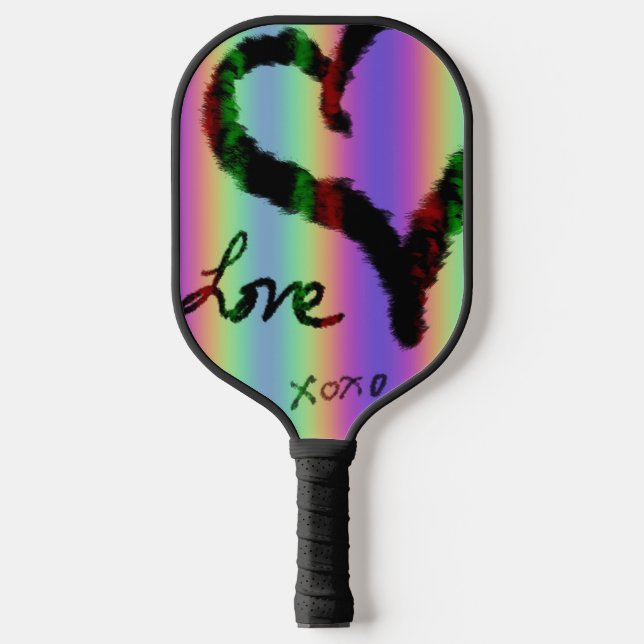 Raquette De Pickleball Scribble Love Xoxo Heart Stripe Pickleball Paddle (Recto)