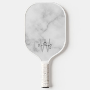 Raquette De Pickleball Script moderne Monogramme personnalisé et nom